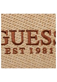 Guess - GUESS Beżowa shopperka silvana z haftowanym logo. Kolor: beżowy. Wzór: haft. Dodatki: z haftem #4