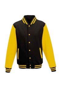 AWDIS - Kurtka Unisex Varsity Dla Dorosłych Z Polibawełny. Kolor: żółty, wielokolorowy, czarny