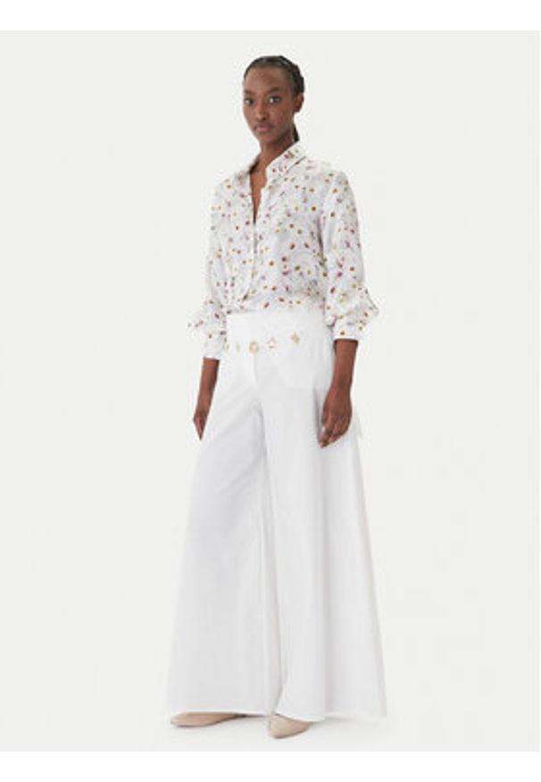 Marella Spodnie materiałowe Gala 2613131122 Biały Wide Leg. Kolor: biały. Materiał: bawełna