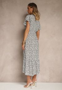 Renee - Biała Rozkloszowana Kwiatowa Sukienka z Bawełny Ozdobiona Guzikami Izirella. Okazja: na co dzień. Kolor: biały. Materiał: bawełna. Wzór: kwiaty, aplikacja. Sezon: lato. Typ sukienki: proste. Styl: casual #5