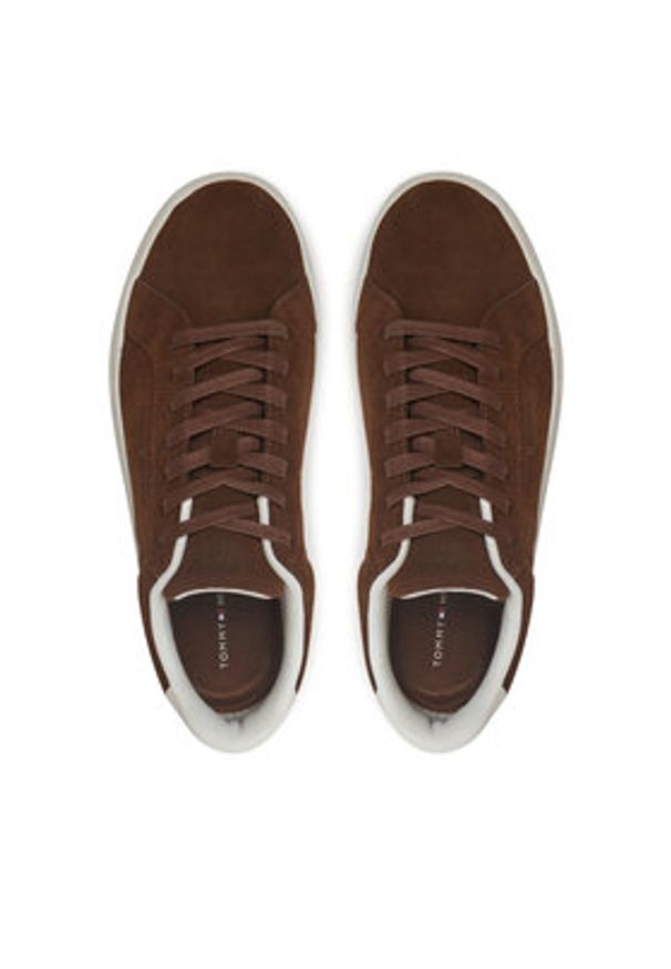 TOMMY HILFIGER - Tommy Hilfiger Sneakersy Court FM0FM05459 Brązowy. Kolor: brązowy. Materiał: zamsz, skóra