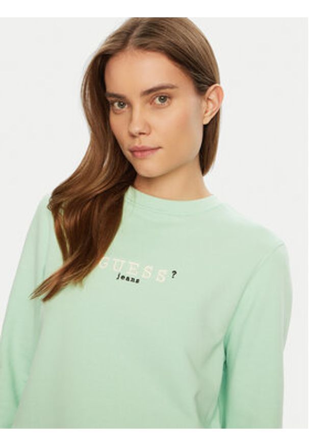 Guess Jeans Bluza W5RQ28 K68I4 Zielony Regular Fit. Kolor: zielony. Materiał: bawełna