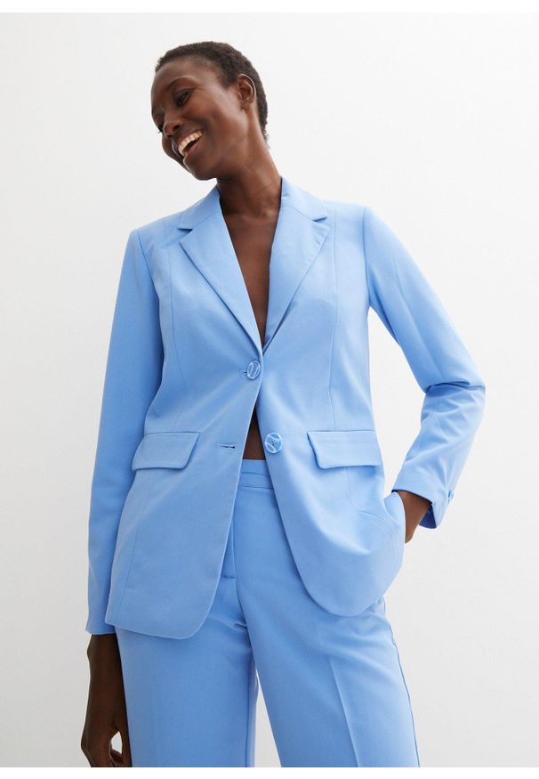 bonprix - Komplet garniturowy. Kolor: niebieski. Materiał: wiskoza. Styl: elegancki, klasyczny