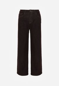 Renee - Brązowe Jeansy High Waist Szerokie z Bawełną Azile. Okazja: na co dzień. Stan: podwyższony. Kolor: brązowy. Styl: casual, klasyczny #6