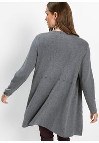 Sweter rozpinany bonprix szary melanż. Kolor: szary. Materiał: materiał, wiskoza, poliamid. Wzór: melanż #3