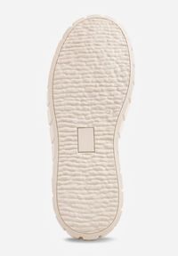Renee - Beżowe Sneakersy VICES na Platformie w Stylu Chunky z Perforacją Hypsyllis. Okazja: na co dzień. Kolor: beżowy. Materiał: jeans. Obcas: na platformie #7