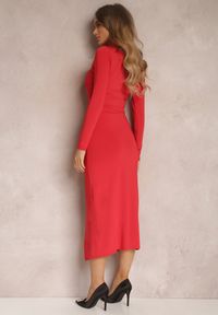 Renee - Czerwona Sukienka Gyleanor. Kolor: czerwony. Materiał: dzianina. Typ sukienki: dopasowane. Długość: midi #3