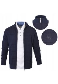 Rozpinany Sweter Męski (Kardigan) - Pako Jeans - Granatowy. Kolor: niebieski. Materiał: bawełna #4