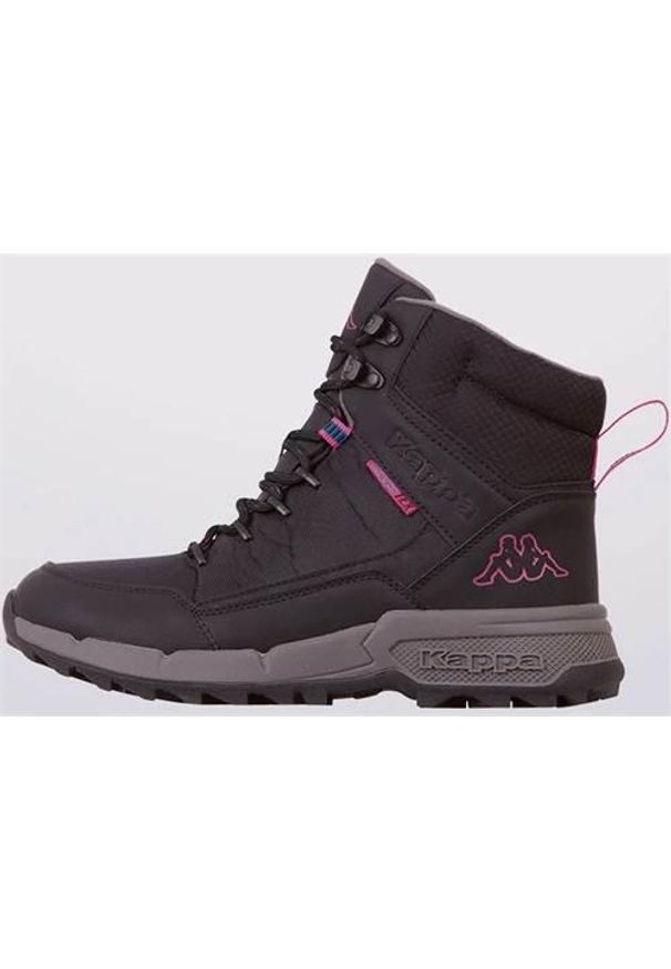 Buty do chodzenia dla dzieci Kappa 2432321122. Wysokość cholewki: za kostkę. Zapięcie: sznurówki. Kolor: czarny. Materiał: tkanina, materiał, syntetyk. Szerokość cholewki: normalna. Sport: turystyka piesza