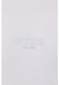 Guess t-shirt bawełniany kolor biały z aplikacją. Kolor: biały. Materiał: bawełna. Wzór: aplikacja. Styl: klasyczny #4