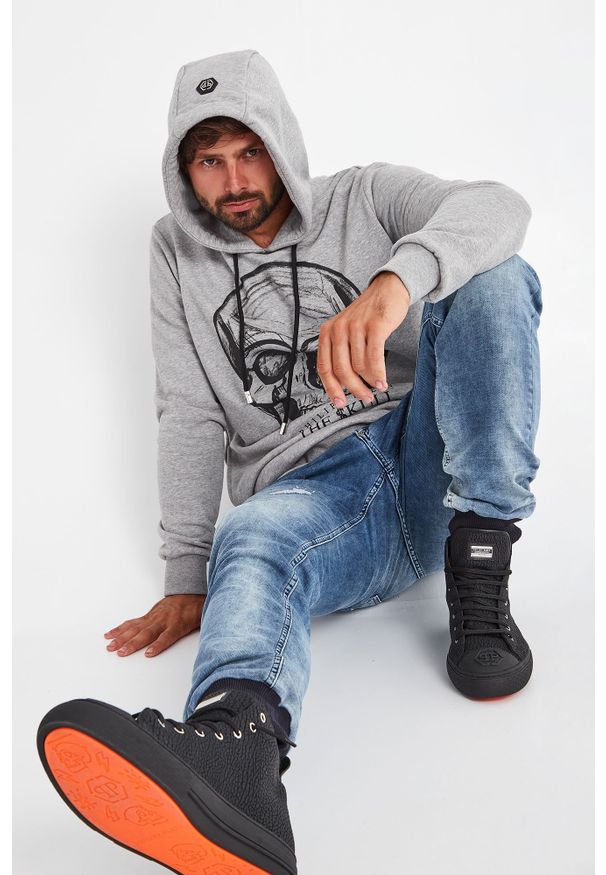 Philipp Plein - Bluza PHILIPP PLEIN. Typ kołnierza: kaptur. Materiał: guma, skóra. Wzór: aplikacja