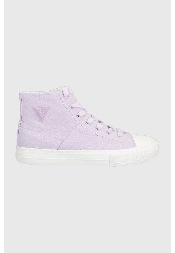 Guess trampki PRINZE damskie kolor fioletowy. Nosek buta: okrągły. Zapięcie: sznurówki. Kolor: fioletowy. Materiał: guma