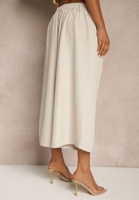 Renee - Jasnobeżowe Eleganckie Spodnie Typu Culottes Silunea. Okazja: na co dzień, na spotkanie biznesowe, do pracy. Kolor: beżowy. Styl: elegancki #5