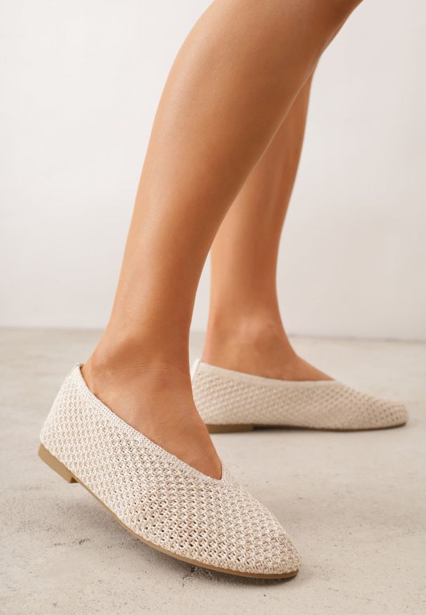 Renee - Beżowe Balerinki VICES z Plecioną Cholewką Mahala. Okazja: na co dzień. Kolor: beżowy. Szerokość cholewki: normalna. Styl: boho, elegancki, casual