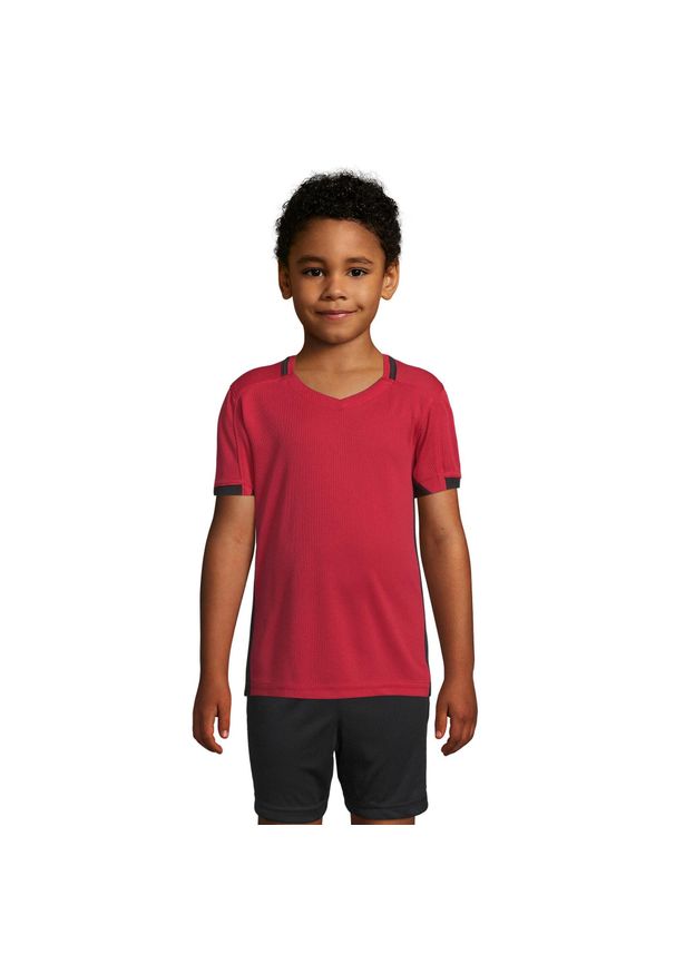 SOL'S - Koszulka Dziecięca Z Kontrastem Classico. Kolor: wielokolorowy, czarny, czerwony. Sport: turystyka piesza