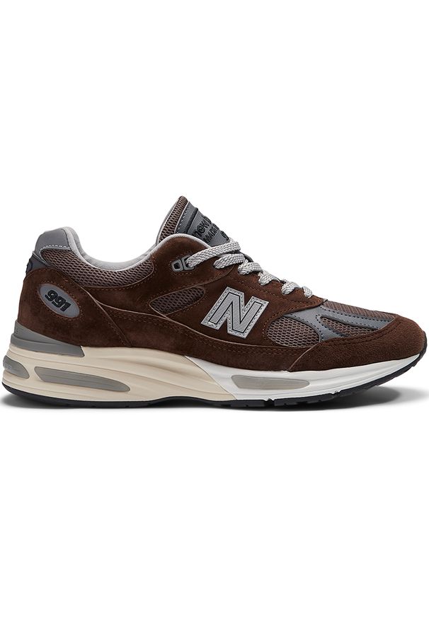 Buty unisex New Balance U991BR2 – brązowe. Kolor: brązowy. Materiał: guma, syntetyk, skóra, materiał. Szerokość cholewki: normalna. Sport: bieganie