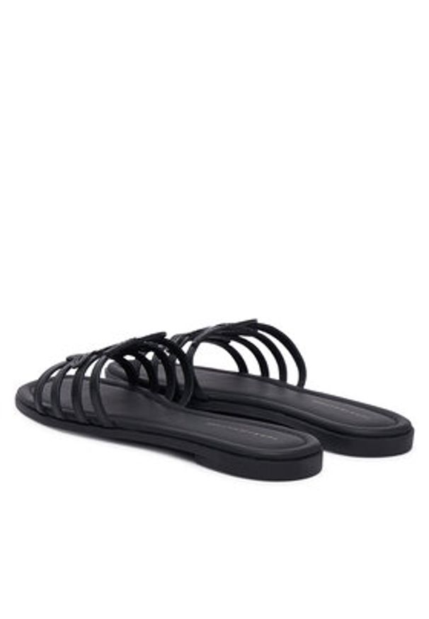 TOMMY HILFIGER - Tommy Hilfiger Klapki Th Script Flat Mule Lth FW0FW09368 Czarny. Kolor: czarny. Materiał: skóra
