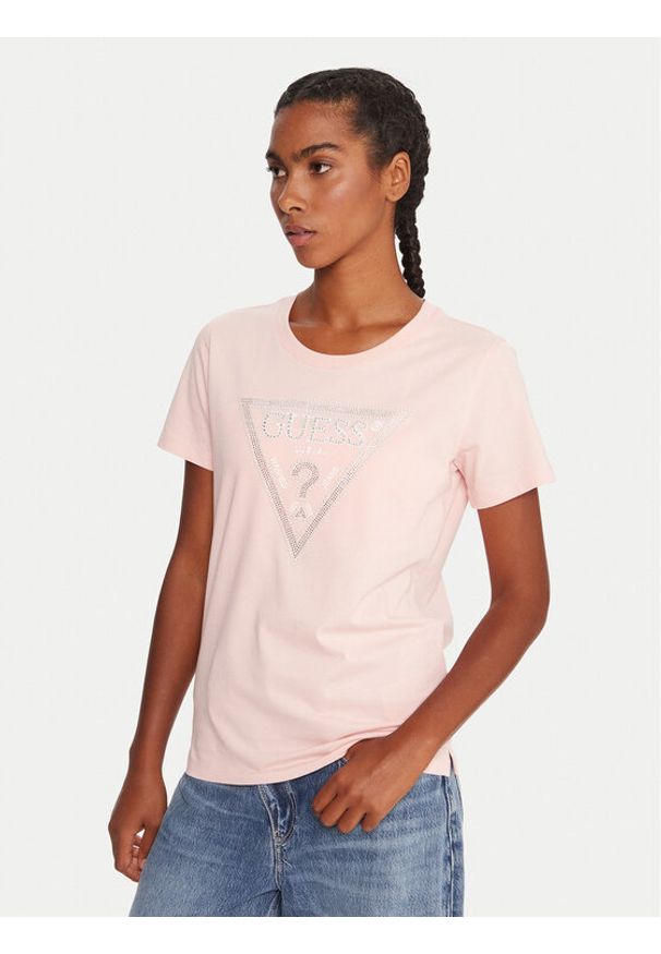 Guess T-Shirt W5BI18 I3Z14 Różowy Regular Fit. Kolor: różowy. Materiał: bawełna