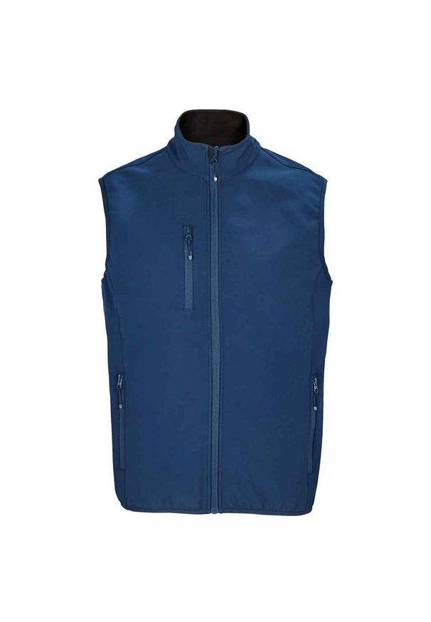 SOL'S - Ocieplacz Męski Falcon Softshell Zapinany Na Zamek Błyskawiczny. Kolor: niebieski. Materiał: softshell. Sport: turystyka piesza
