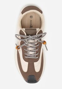 Renee - Brązowe Sneakersy Ozdobione Geometrycznym Motywem Phiaronei. Okazja: na co dzień. Kolor: brązowy. Materiał: jeans. Wzór: geometria, aplikacja #9