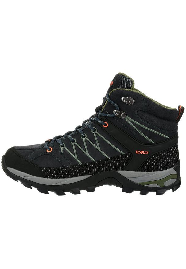 Buty trekkingowe męskie CMP Rigel Mid WP. Zapięcie: sznurówki. Kolor: pomarańczowy, wielokolorowy, szary. Materiał: materiał, skóra, syntetyk. Szerokość cholewki: normalna. Sport: turystyka piesza