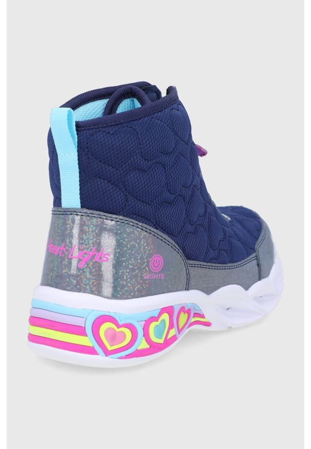 skechers - Skechers Śniegowce dziecięce kolor granatowy. Nosek buta: okrągły. Kolor: niebieski. Szerokość cholewki: normalna