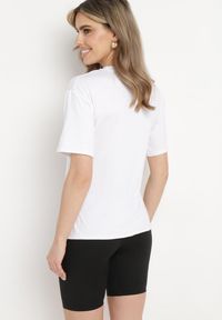 Born2be - Czarno-Biały Komplet T-shirt z Nadrukiem i Kolarki z Wysokim Stanem Jannesca. Kolor: czarny. Materiał: tkanina. Wzór: nadruk #5