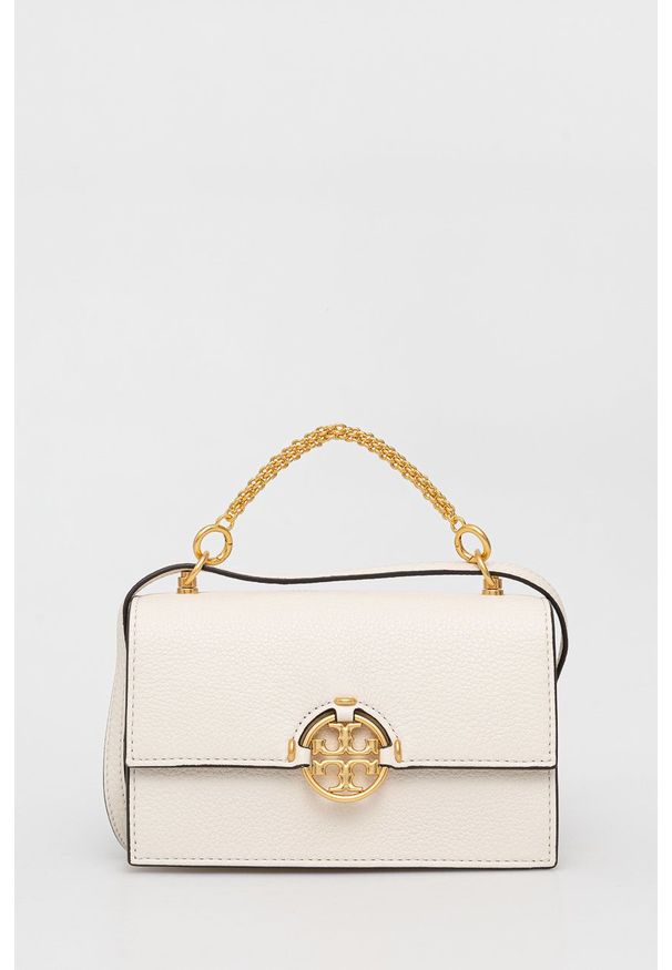 Tory Burch torebka skórzana kolor biały. Kolor: biały. Materiał: skórzane. Rodzaj torebki: na ramię