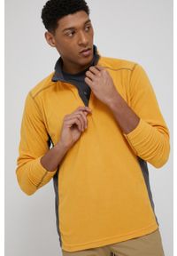 columbia - Columbia bluza sportowa męska kolor czarny gładka. Kolor: żółty. Materiał: włókno, syntetyk. Długość: krótkie. Wzór: gładki. Styl: sportowy