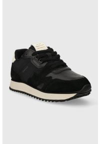 GANT - Gant sneakersy Bevinda kolor czarny 27534161.G00. Nosek buta: okrągły. Zapięcie: sznurówki. Kolor: czarny. Materiał: materiał, skóra, guma, włókno #4