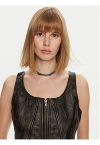GESTUZ - Gestuz Top Linera 10909487 Brązowy Regular Fit. Kolor: brązowy. Materiał: skóra