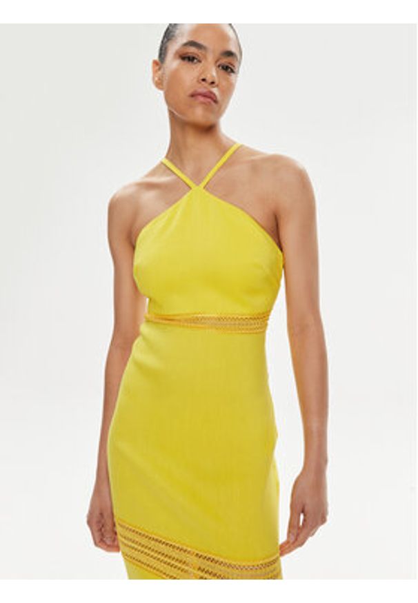 Patrizia Pepe Sukienka letnia 2A2729/A268-Y447 Żółty Slim Fit. Kolor: żółty. Materiał: syntetyk. Sezon: lato