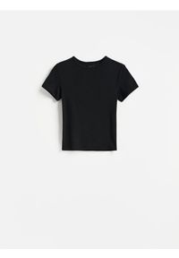 Reserved - T-shirt z modalem - czarny. Kolor: czarny. Materiał: dzianina