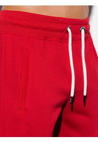Ombre Clothing - Krótkie spodenki męskie dresowe W238 - czerwone - XL. Kolor: czerwony. Materiał: dresówka. Długość: krótkie #3