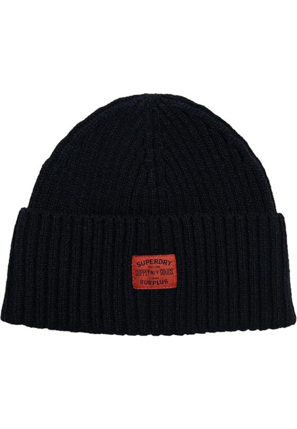Czapka zimowa damska Superdry Workwear Beanie granatowa. Kolor: niebieski. Materiał: wełna, poliester. Sezon: zima