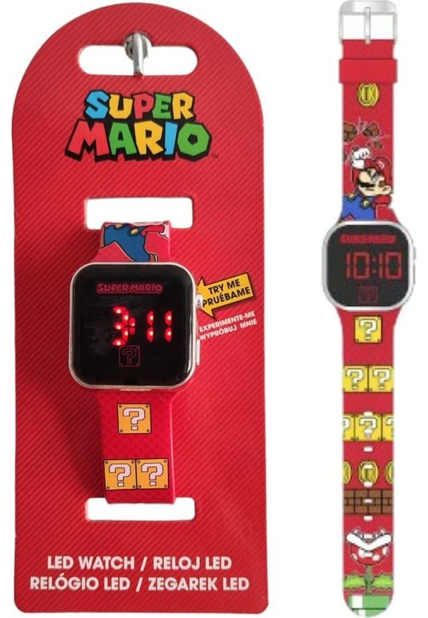 Euroswan Zegarek dziecięcy na rękę cyfrowy Super Mario. Rodzaj zegarka: cyfrowe