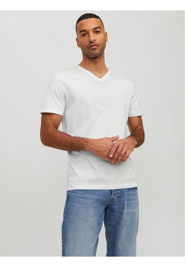 Jack & Jones T-Shirt Basic 12156102 Biały Standard Fit. Kolor: biały. Materiał: bawełna