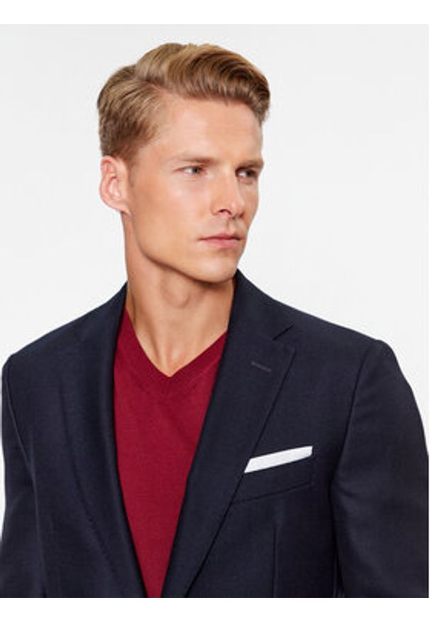BOSS - Boss Marynarka 50502974 Granatowy Regular Fit. Kolor: niebieski. Materiał: wełna