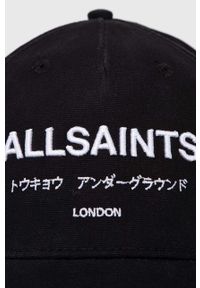 AllSaints czapka z daszkiem bawełniana kolor czarny z aplikacją. Kolor: czarny. Materiał: bawełna. Wzór: aplikacja #3