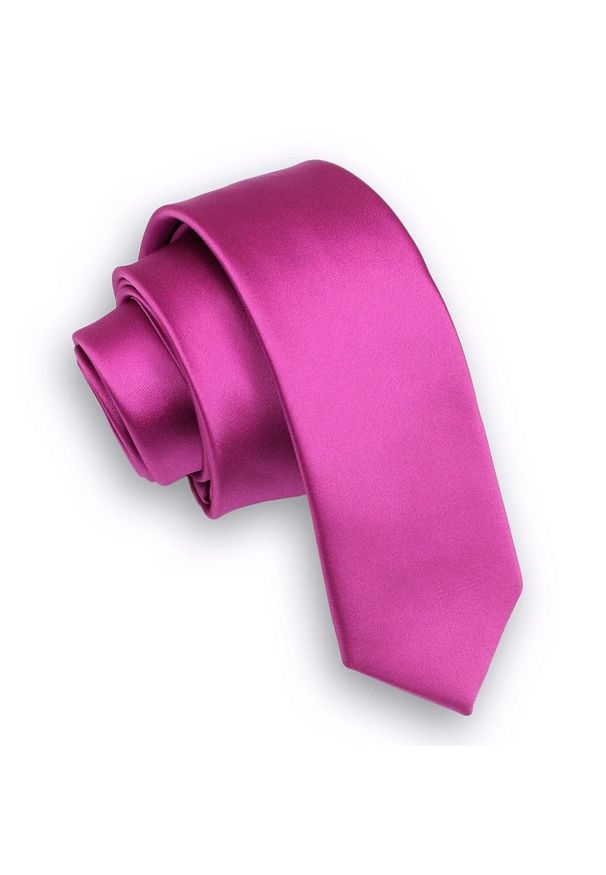 Alties - Różowy Stylowy Krawat (Śledź) Męski -ALTIES- 5 cm, Wąski, Gładki, Fuksja. Kolor: różowy. Materiał: tkanina. Wzór: gładki. Styl: elegancki