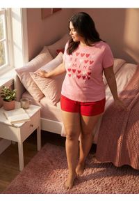 Sinsay - Bawełniana piżama dwuczęściowa z nadrukiem - różowy. Kolor: różowy. Materiał: bawełna. Wzór: nadruk #1