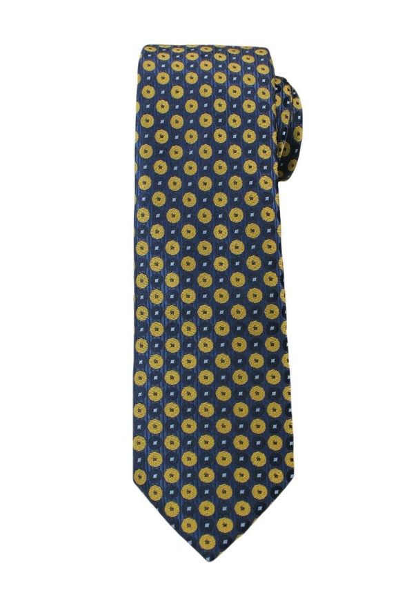 Casualowy Krawat Męski w Żółte Kółka -6,5cm- Chattier, Wielokolorowy. Okazja: na co dzień. Kolor: wielokolorowy. Materiał: tkanina. Wzór: grochy. Styl: casual