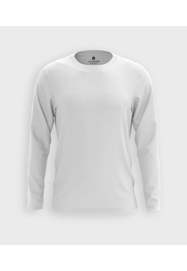 MegaKoszulki - Męska koszulka z długim rękawem (bez nadruku, gładka) - biała. Kolor: biały. Materiał: bawełna. Długość rękawa: długi rękaw. Długość: długie. Wzór: gładki