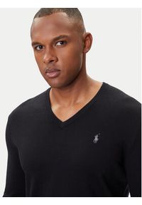 Polo Ralph Lauren Sweter Ls Sf Vn Pp 710670789003 Czarny Regular Fit. Typ kołnierza: polo. Kolor: czarny. Materiał: bawełna #7