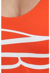 Emporio Armani Underwear jednoczęściowy strój kąpielowy kolor pomarańczowy lekko usztywniona miseczka. Kolor: pomarańczowy. Materiał: materiał. Wzór: nadruk