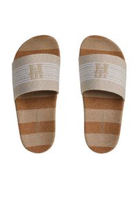Tommy Jeans Klapki Th Woven Slide FW0FW07259 Beżowy. Kolor: beżowy. Materiał: materiał #4
