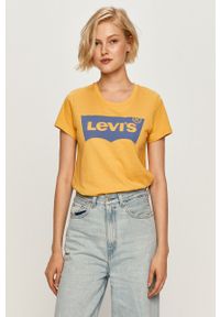 Levi's® - Levi's - T-shirt. Okazja: na spotkanie biznesowe, na co dzień. Kolor: żółty. Materiał: bawełna, dzianina. Wzór: nadruk. Styl: biznesowy, casual #4