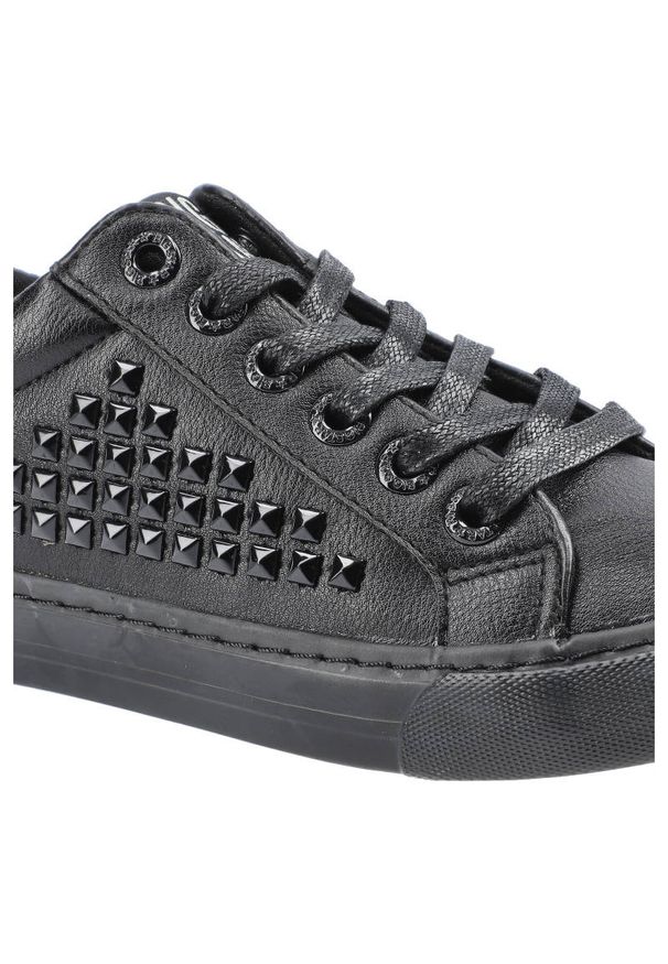 Big-Star - Czarne Trampki Big Star Buty Damskie Ze Skóry. Okazja: na co dzień. Zapięcie: sznurówki. Kolor: czarny. Materiał: skóra. Szerokość cholewki: normalna. Wzór: aplikacja. Styl: klasyczny, casual, elegancki