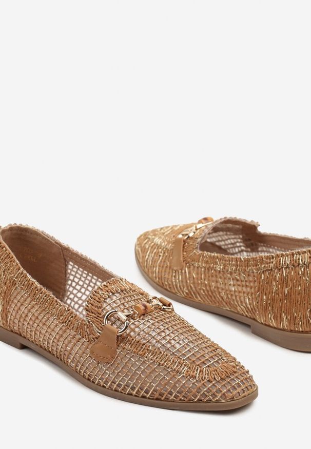 Born2be - Brązowe Mokasyny Loafersy z Ażurową Cholewką Kolarila. Okazja: na co dzień. Kolor: brązowy. Materiał: jedwab. Szerokość cholewki: normalna. Wzór: ażurowy. Styl: klasyczny, elegancki, casual