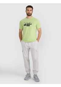 4f - 4F T-shirt regular z nadrukiem męski - zielony XXL. Okazja: na co dzień. Kolor: zielony. Materiał: jersey, materiał, bawełna. Długość rękawa: krótki rękaw. Długość: krótkie. Wzór: nadruk. Styl: klasyczny, sportowy, casual
